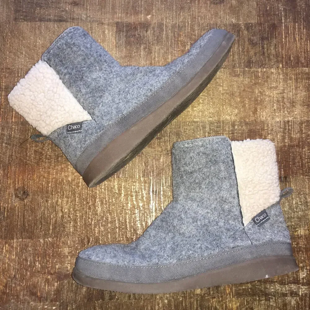 Chaco Revel Tall  Wool Chelsea Boot  Womens 7 Grey Ankle Bootie Comfy Cozy Warm